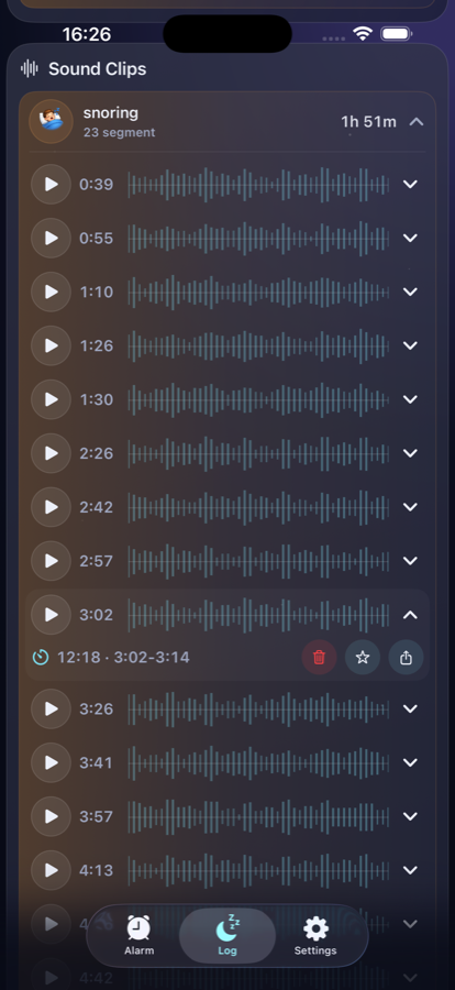Sound replay in Snorvia